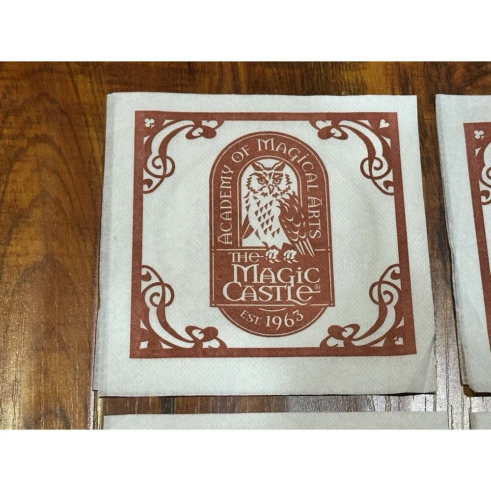 Lot of (5) The Magic Castle Hollywood Academy of Magical Arts Cocktail Napkins